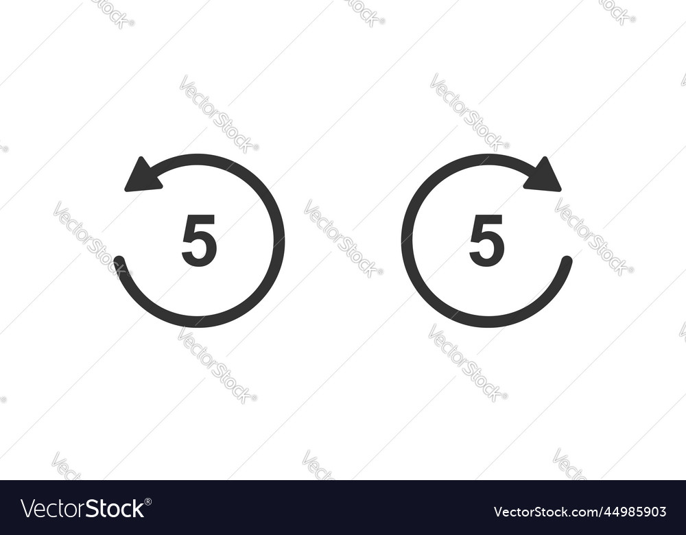 5 seconds rewind and fast forward icons round