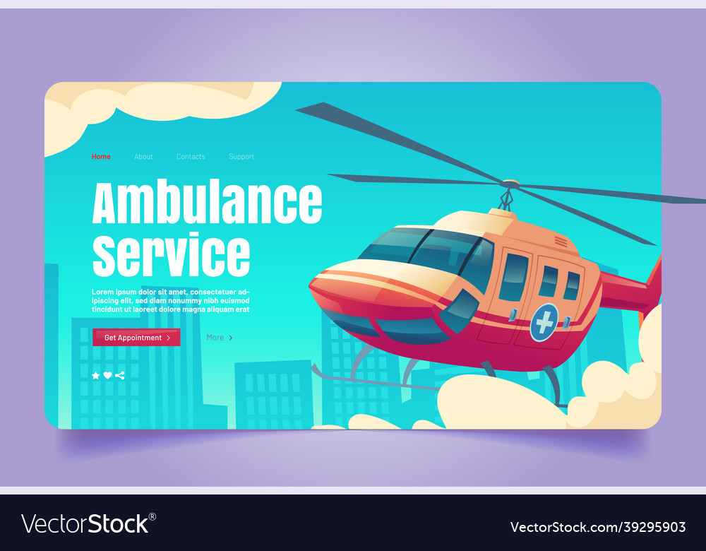 Ambulance service banner with red helicopter Vector Image