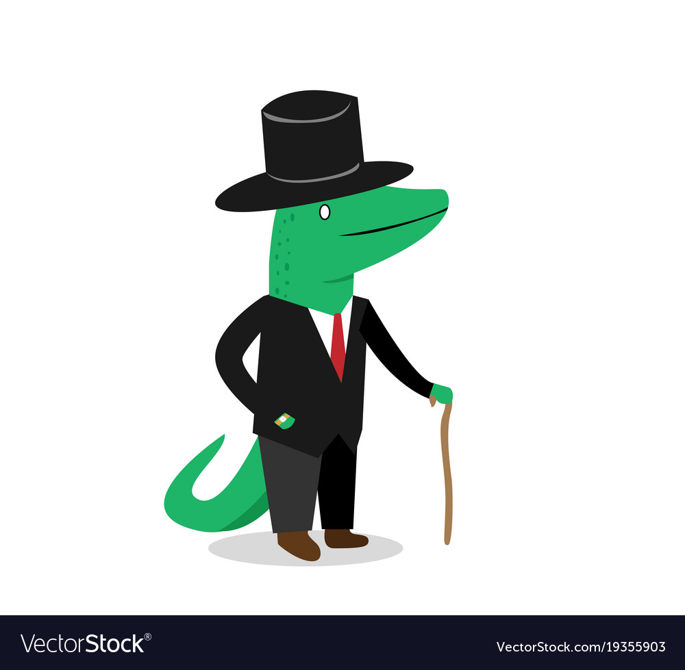 business crocodile in suit cartoon royalty free vector image