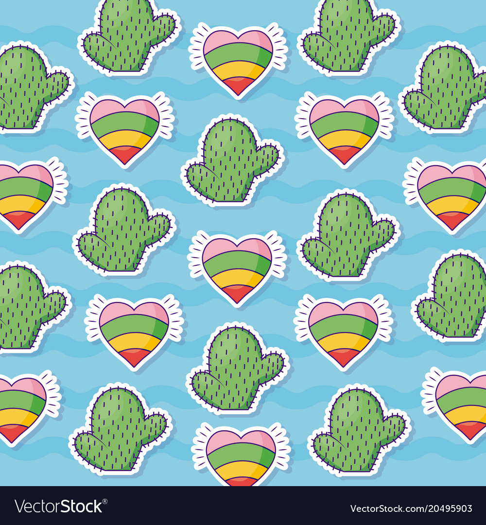 Cactus and hearts background