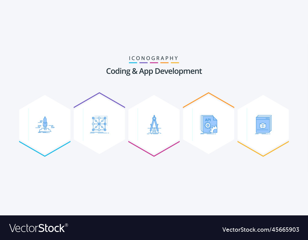 Coding and app development 25 blue icon pack