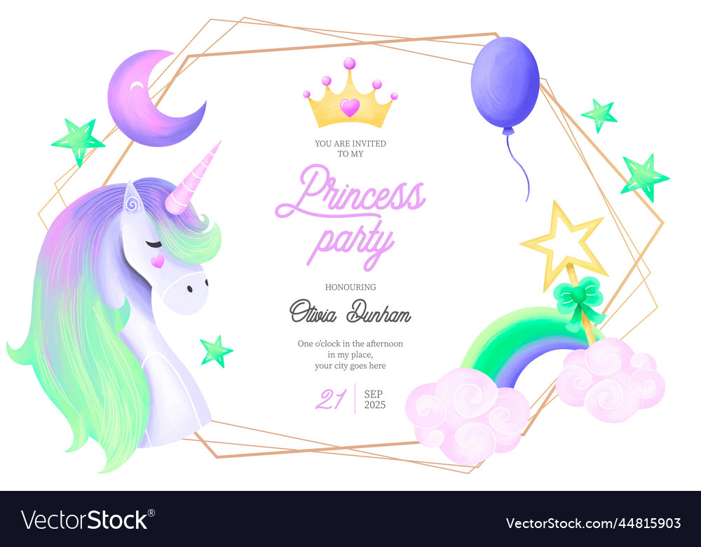 Cute princess party invitation template design