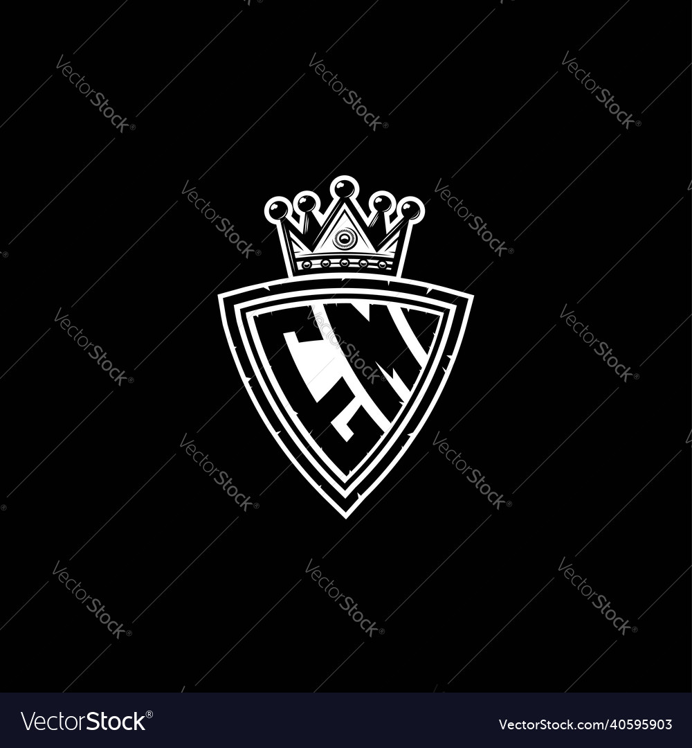 Em Logo Monogram Shield Crown Luxury Design Vector Image