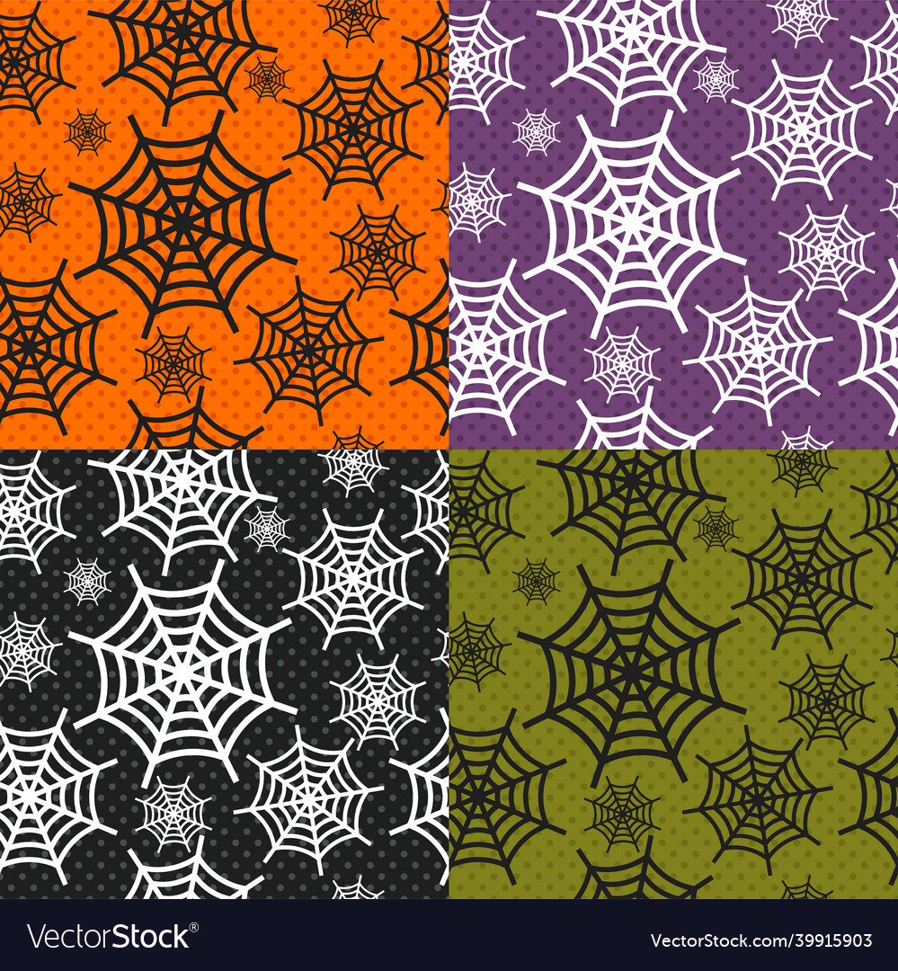Halloween seamless patterns set color background