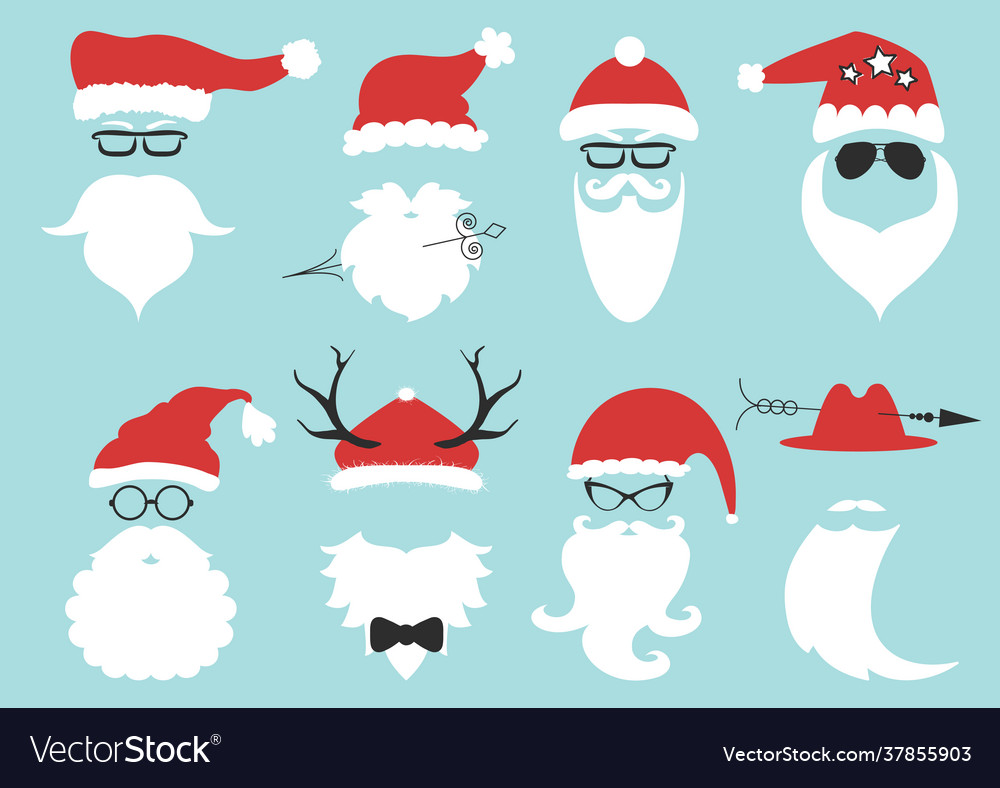 Hipster santa claus silhouette with cool beard Vector Image