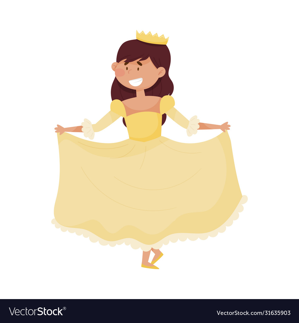 Little princess with dark hair wearing crown vector image Little princess with dark hair wearing crown