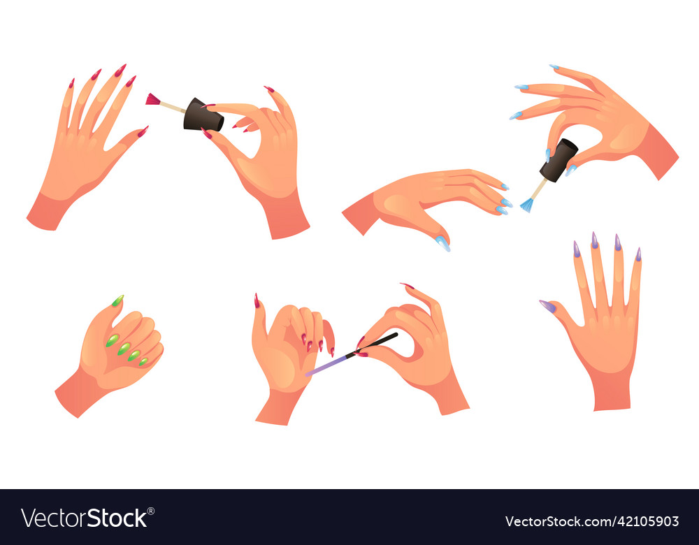 Manicure hands design element concept set Vector Image