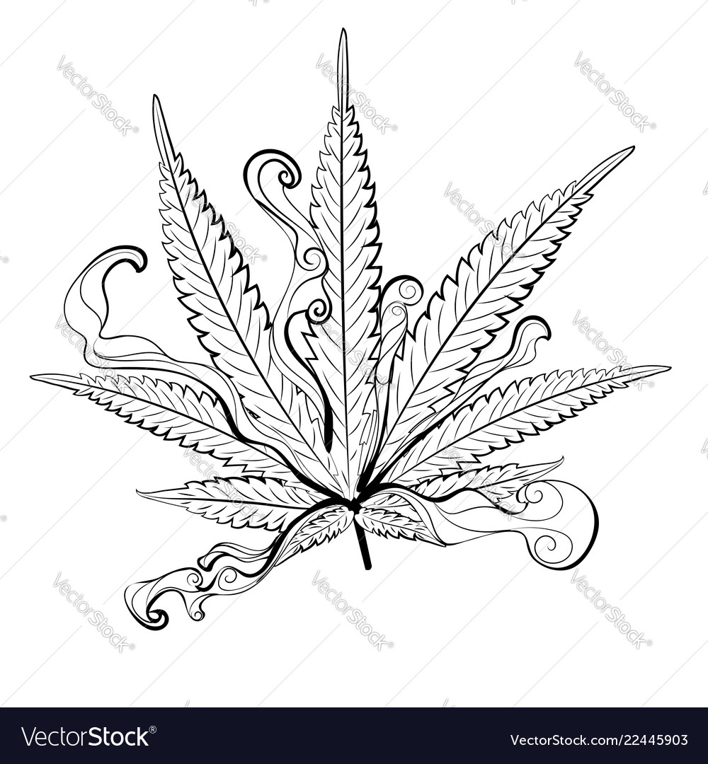 Marihuana Blatt in schwarz und weiß