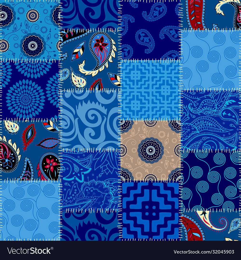 Patchwork textile pattern seamless quilting vector image Patchwork textile pattern seamless quilting