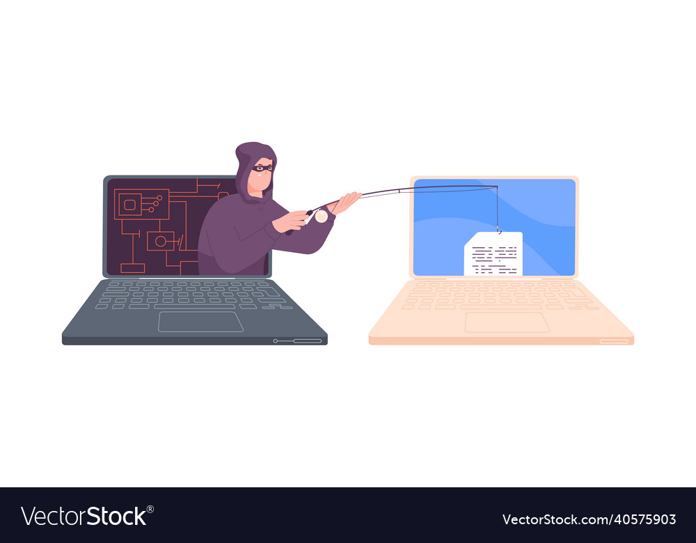 Phishing scam attack online computer hacker vector image Phishing scam attack online computer hacker