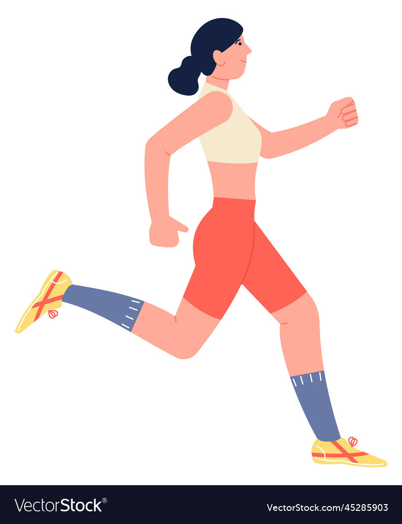 Running young woman athlete on race marathon Vector Image