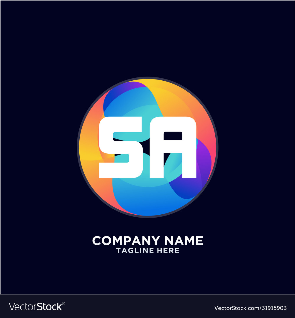 Sa initial logo with colorful circle template
