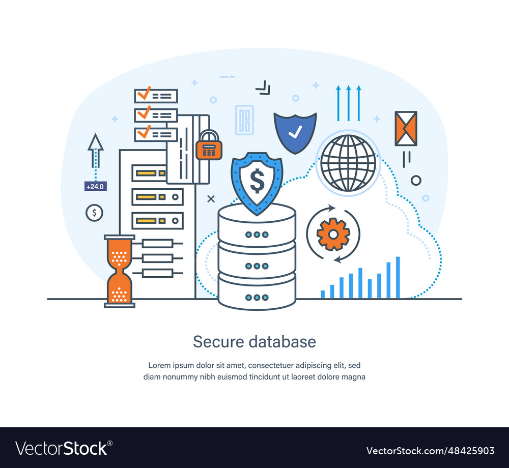 Secure database business data protection Vector Image Secure database business data protection