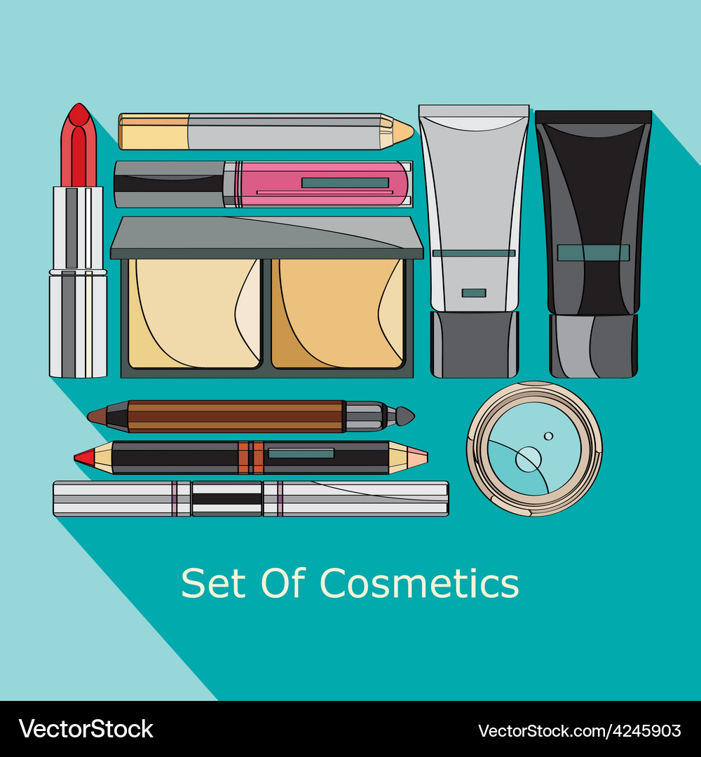 Set cosmetics in style flat Royalty Free Vector Image