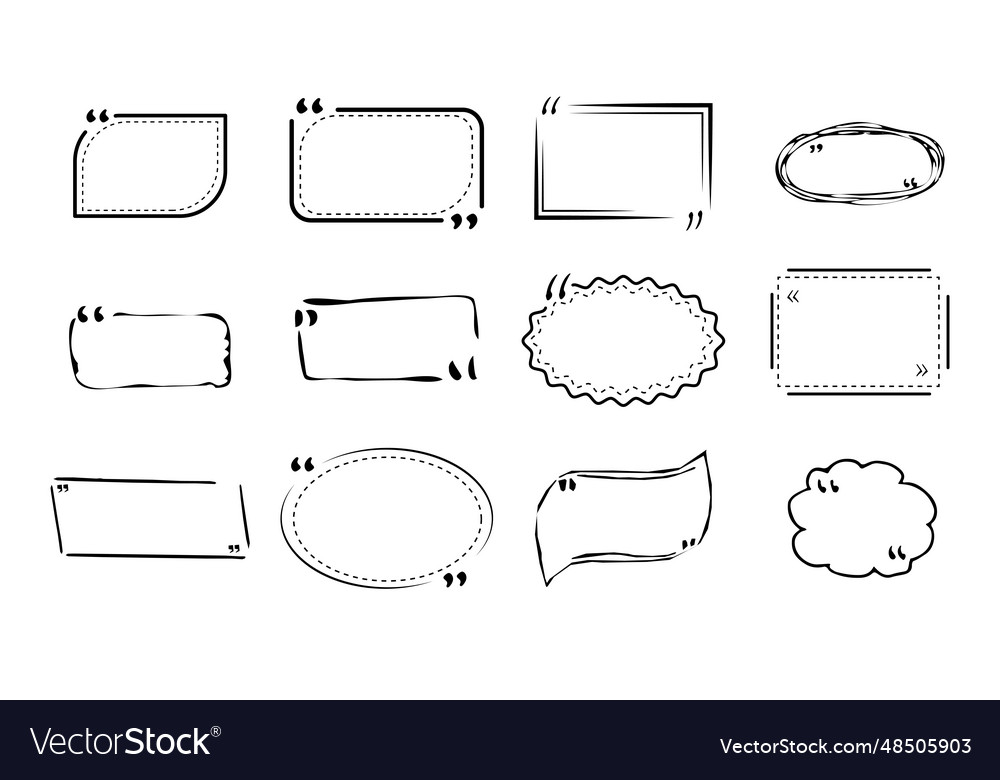 Set quote text box frames border in hand drawn