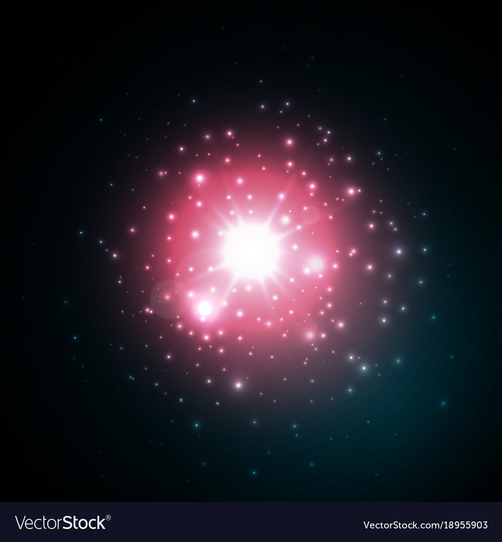 Star burst with sparkles in space red glow light