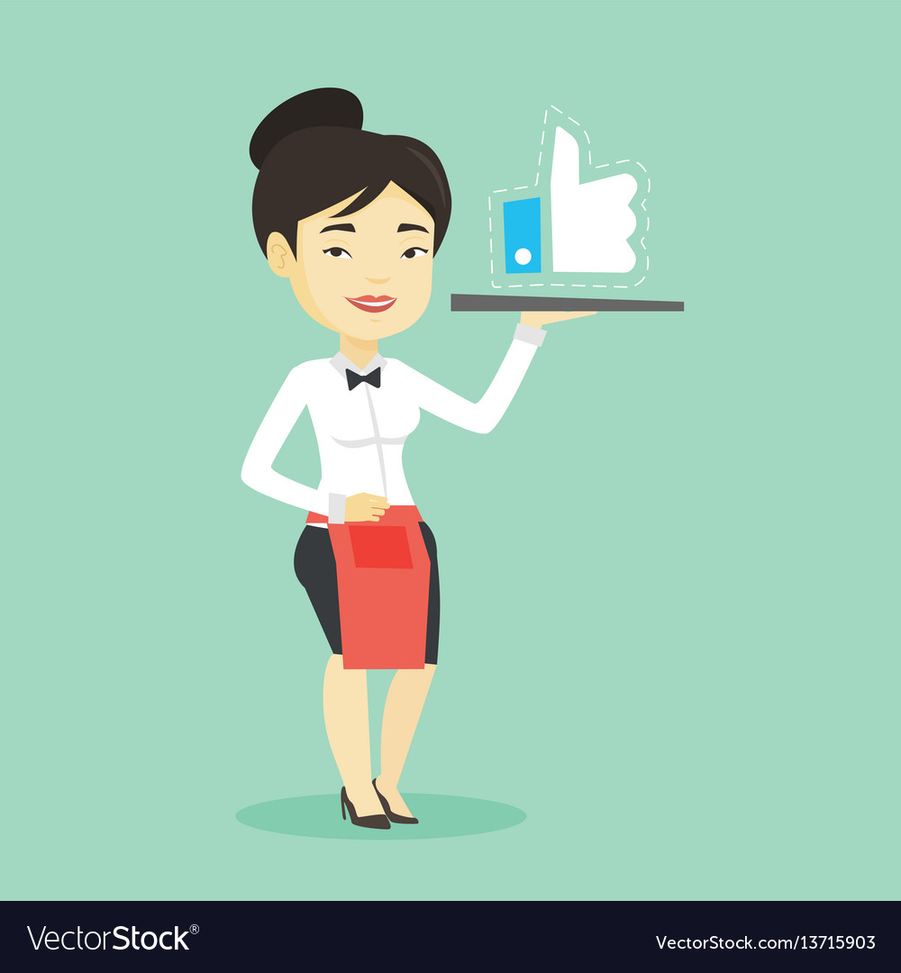 Waitress with like button