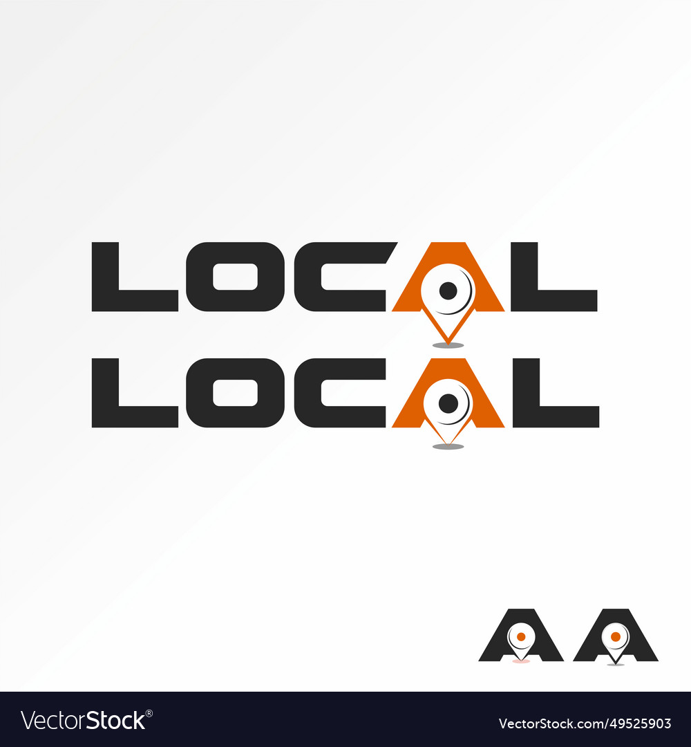Word local with point symbol on initial a font vector image Word local with point symbol on initial a font