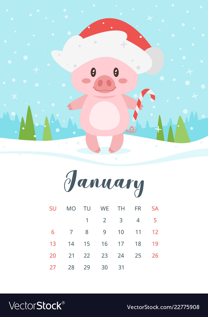 2019 Schweinejahr monatlicher Kalender