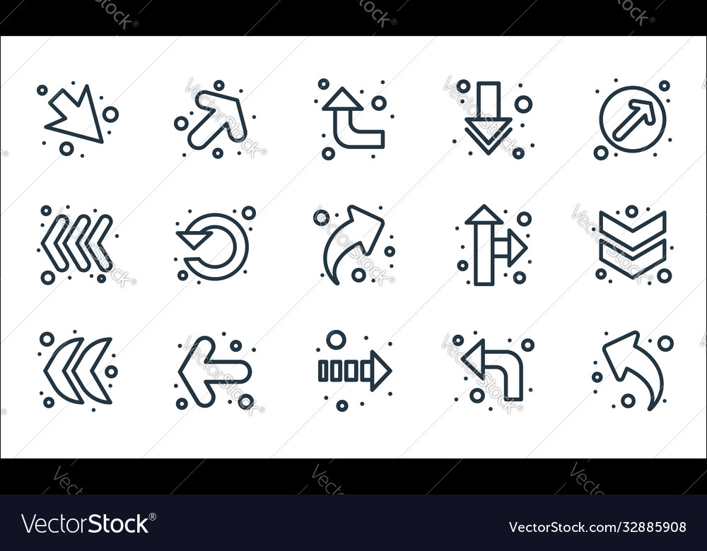 Arrows line icons linear set quality