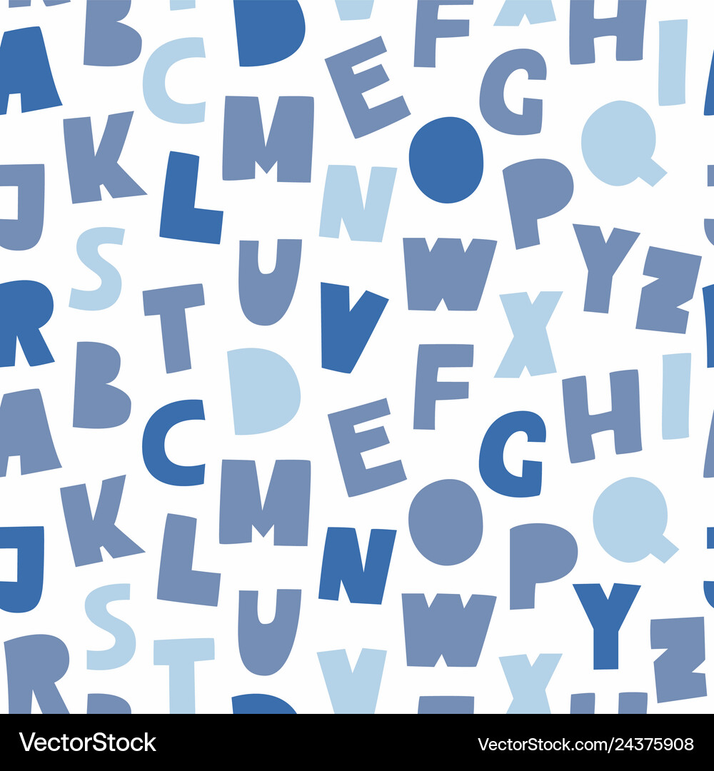Blue cutout abc seamless pattern Royalty Free Vector Image