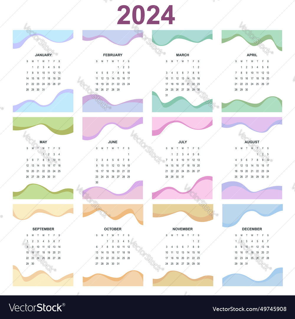 Calendar Planner For 2024 Calendar Template For Vector Image