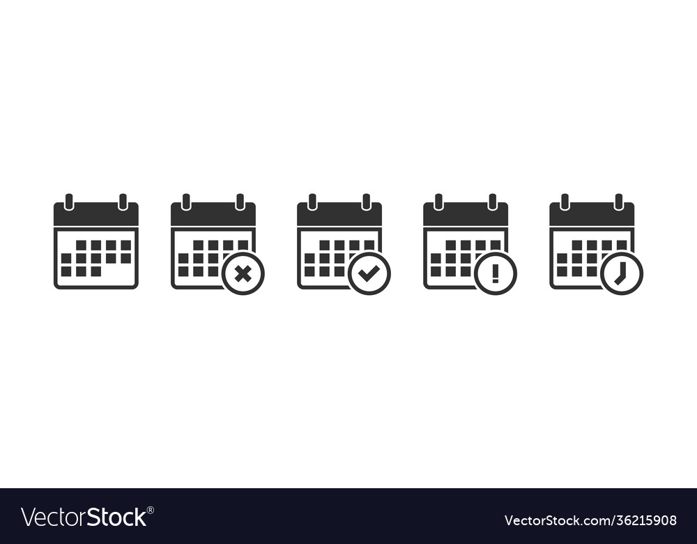 Calendar whit mark check cross and exclamation vector image Calendar whit mark check cross and exclamation
