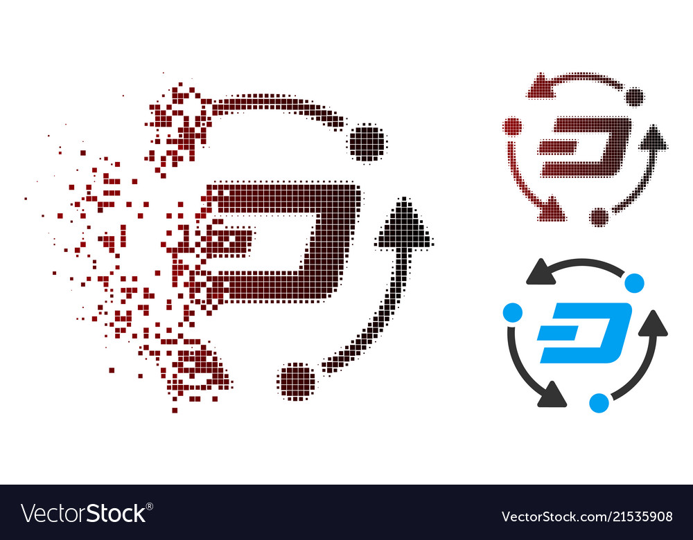 Dissolved pixel halftone dash turnover icon vector image Dissolved pixel halftone dash turnover icon