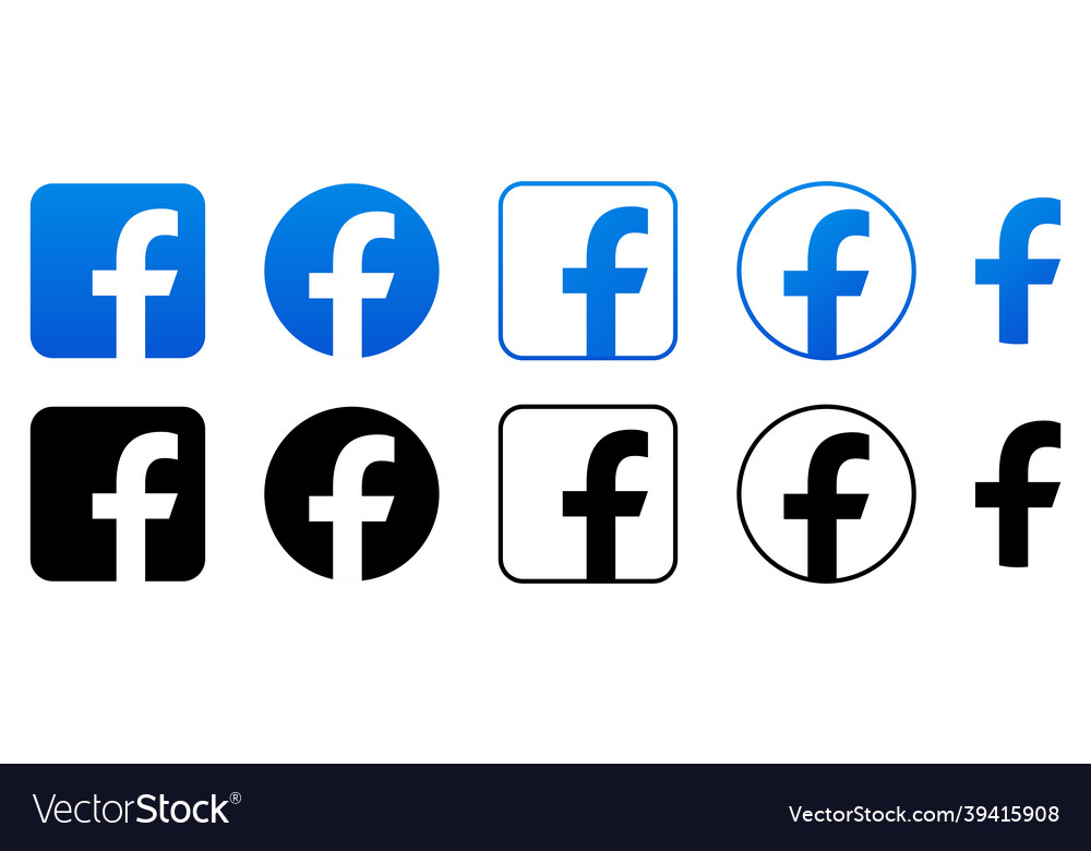 Facebook logo set Royalty Free Vector Image - VectorStock