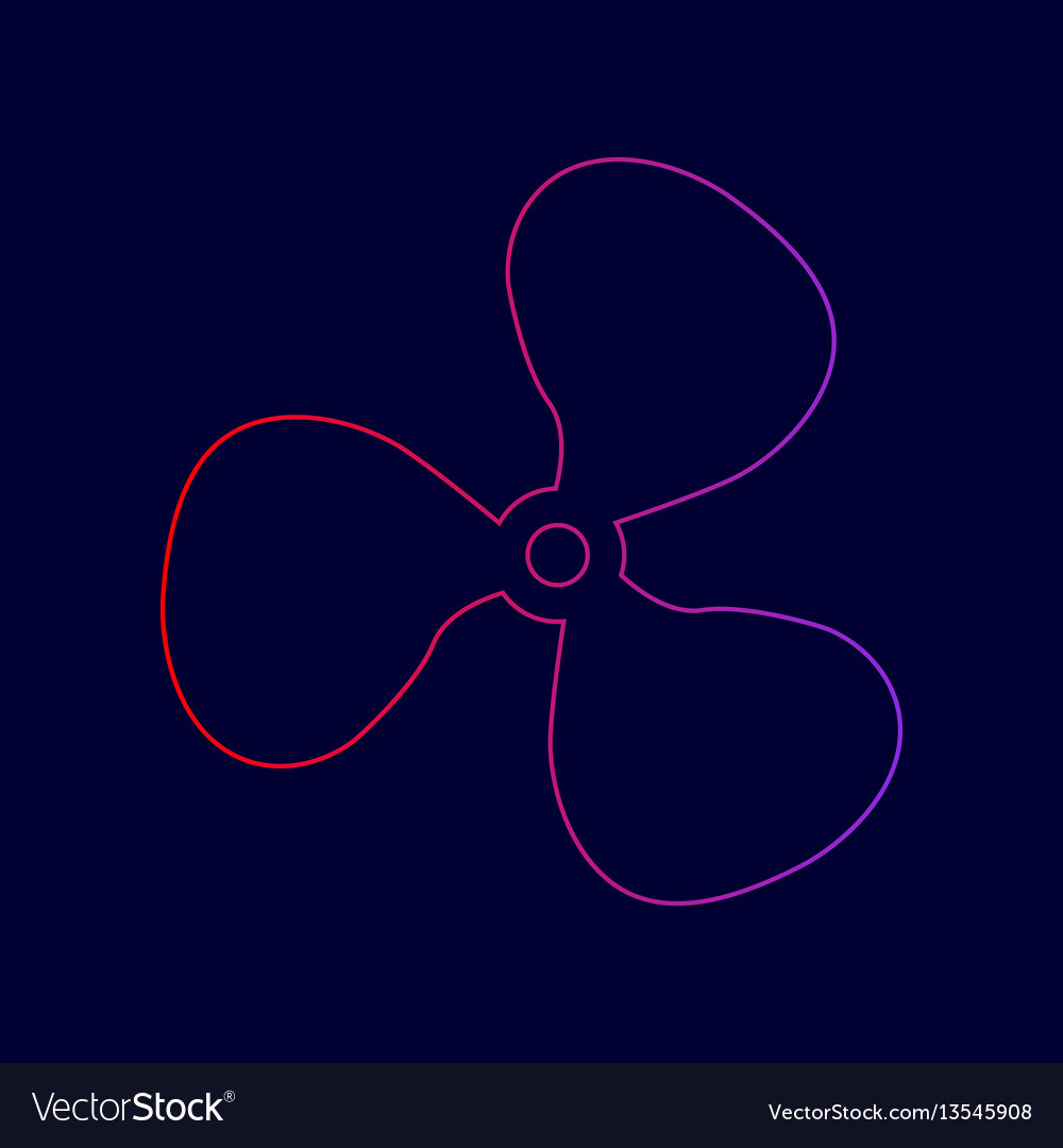 Fan sign line icon with gradient from red