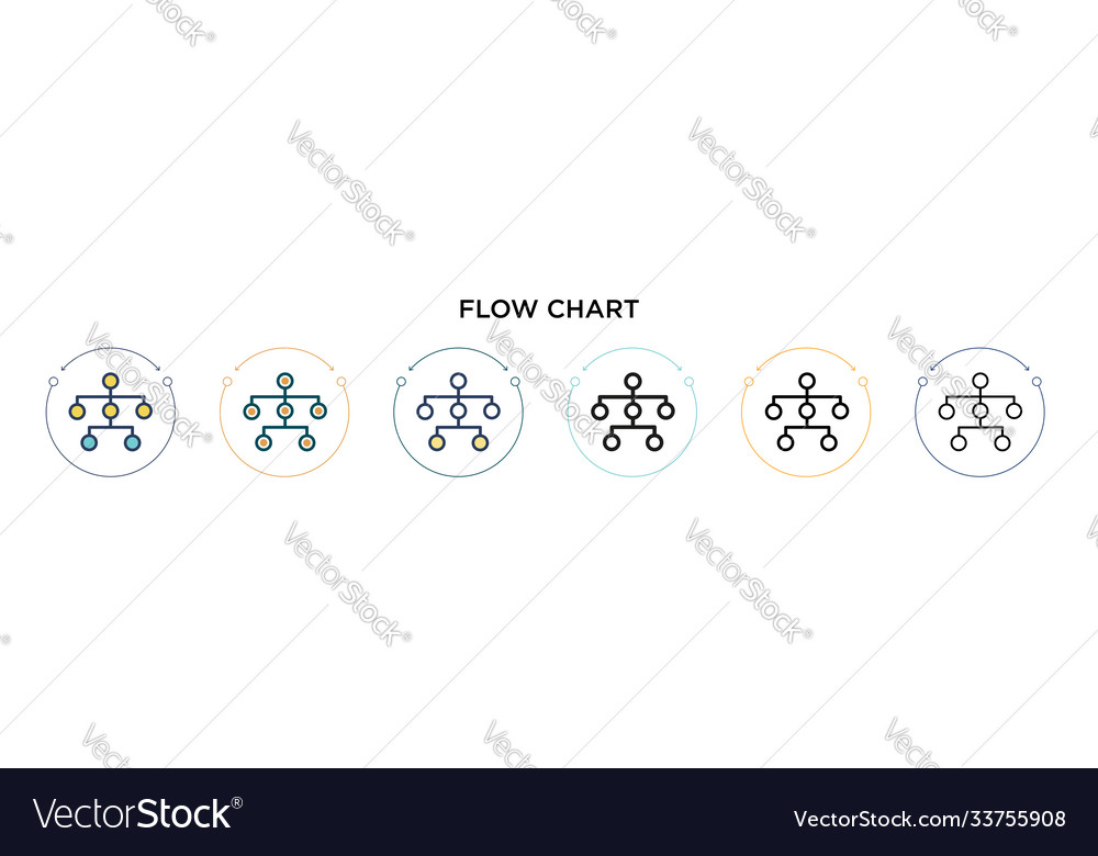 Flow chart icon in filled thin line outline