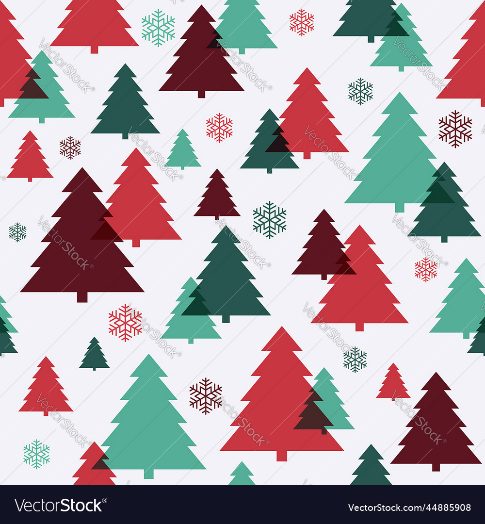 Green red and snowflake christmas tree pattern