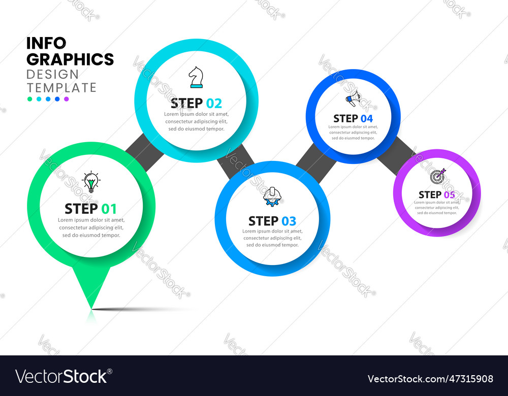 Infographic template pointer with 5 circles Vector Image