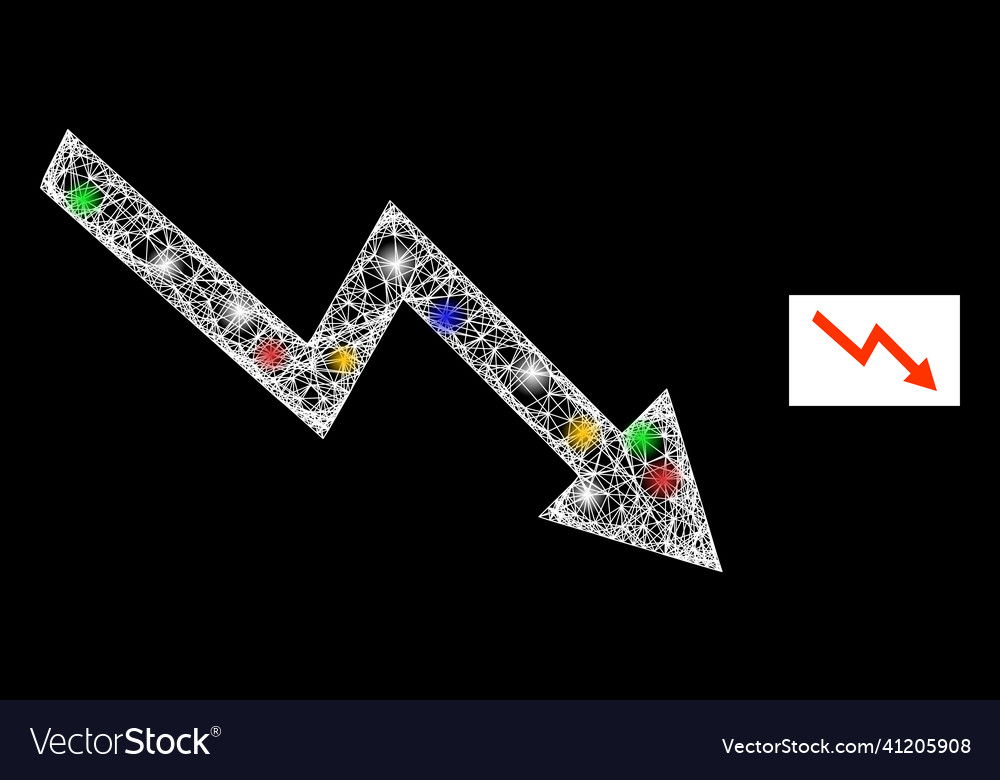 Net web mesh falling trend arrow icon vector image Net web mesh falling trend arrow icon