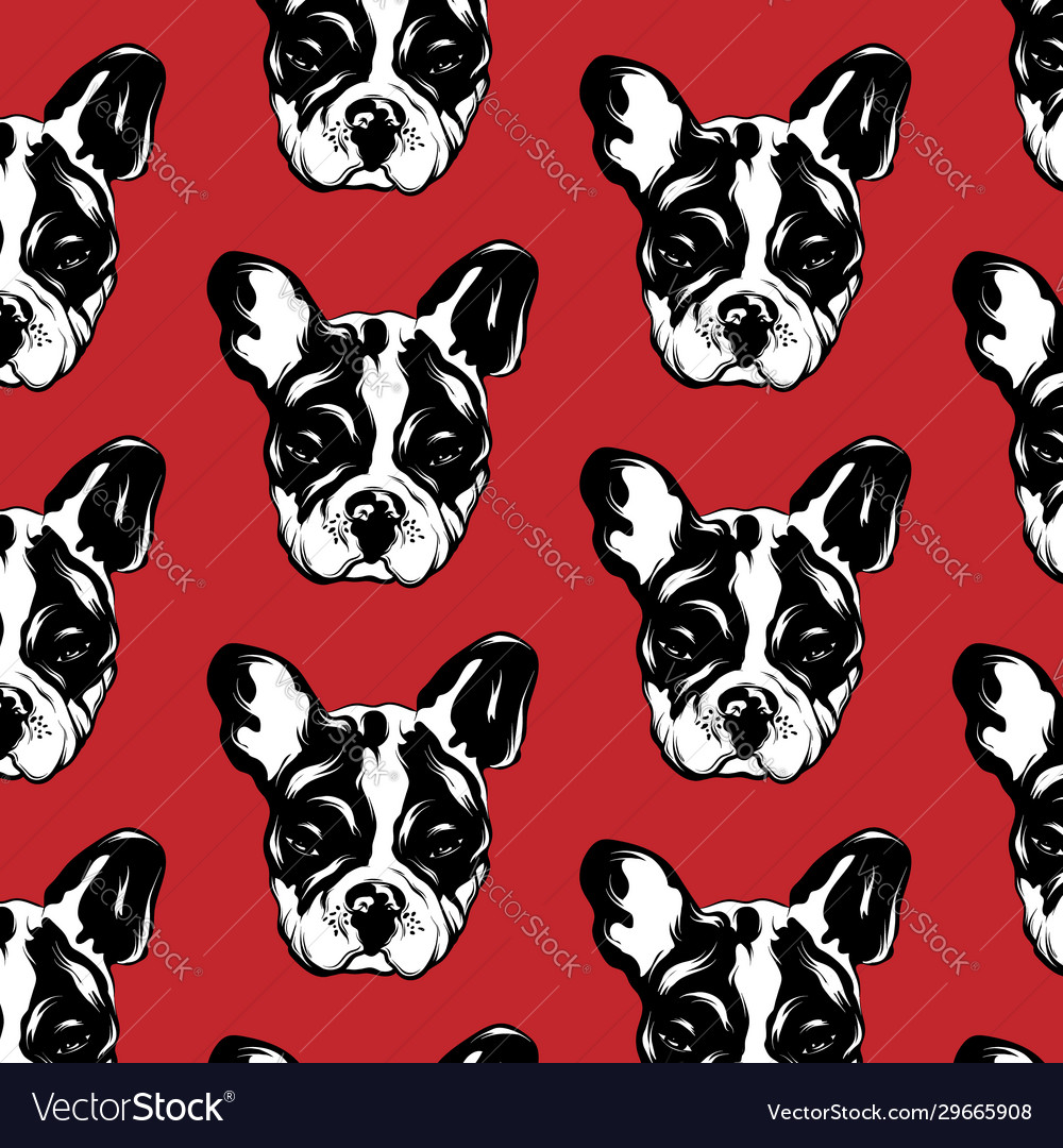 Pattern with hand drawn bulldog Royalty Free Vector Image