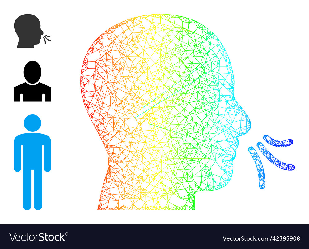 Rainbow gradient linear mesh sniff icon Vector Image Rainbow gradient linear mesh sniff icon