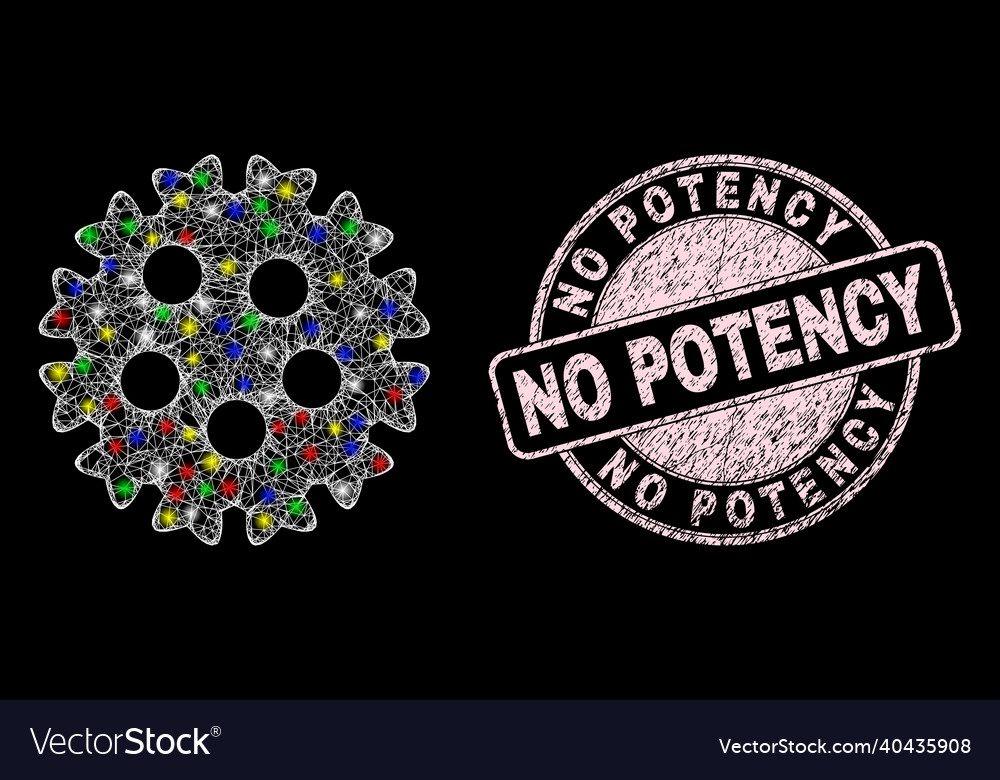Scratched no potency stamp and magic mesh web vector image Scratched no potency stamp and magic mesh web