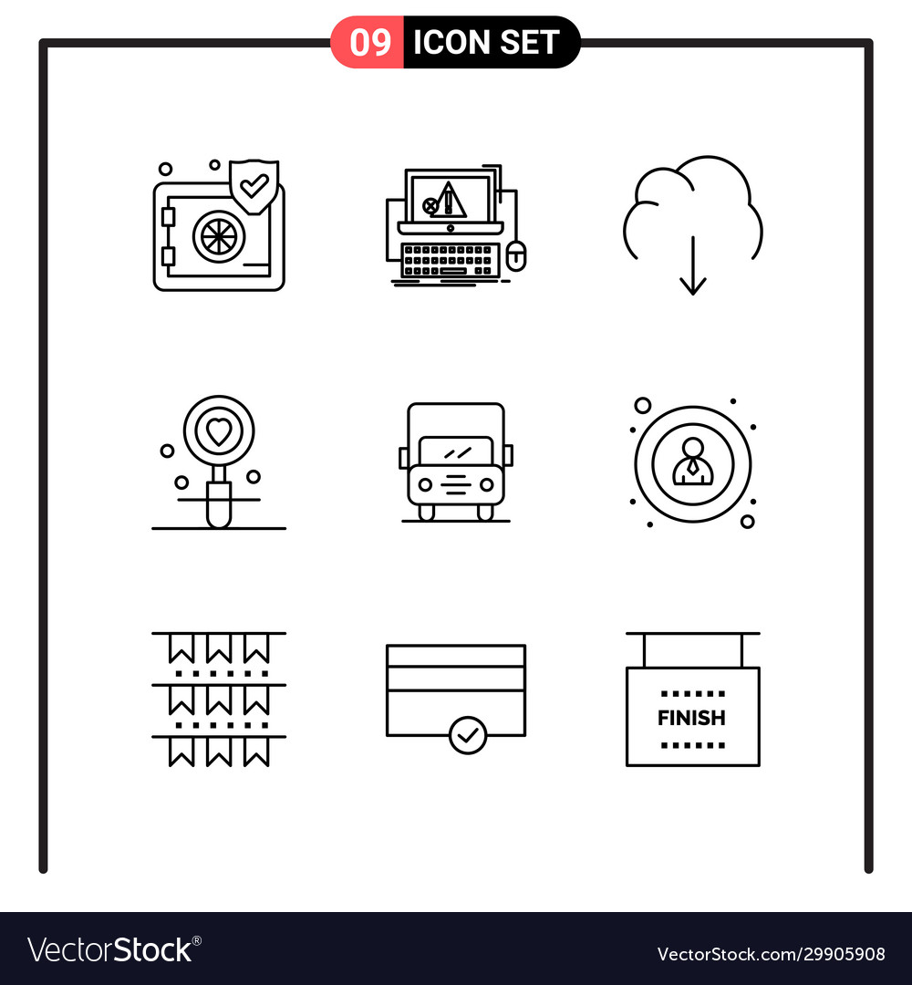 Set 9 line style icons for web and mobile Vector Image Set 9 line style icons for web and mobile