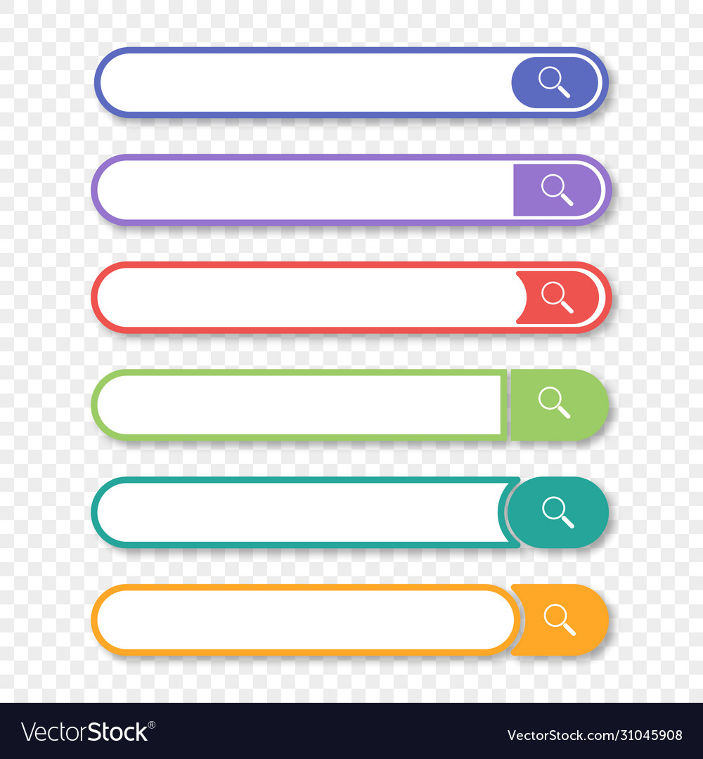 Set colored search with shadow vector image Set colored search with shadow