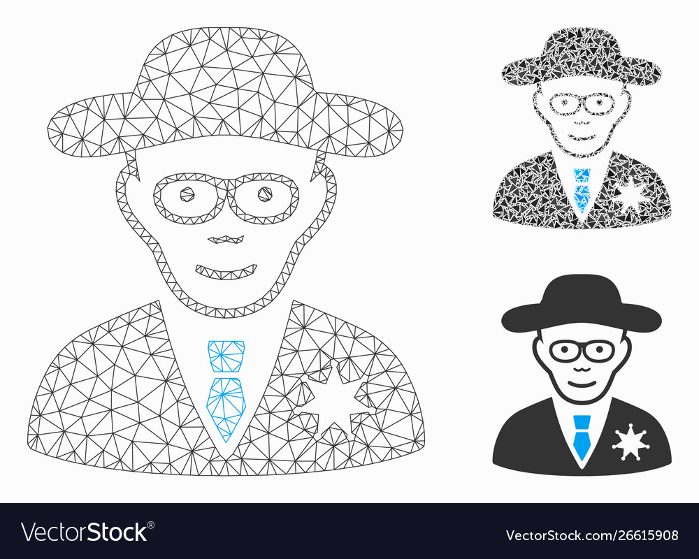 Sheriff mesh carcass model and triangle vector image Sheriff mesh carcass model and triangle