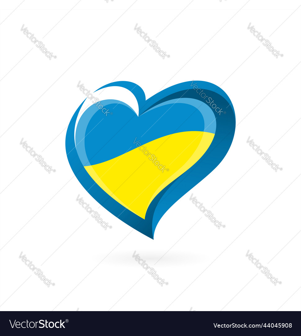 Ukraine Flagge in Herzformen