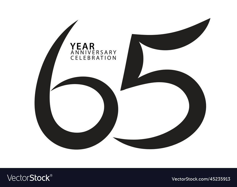 65 year anniversary celebration black color Vector Image