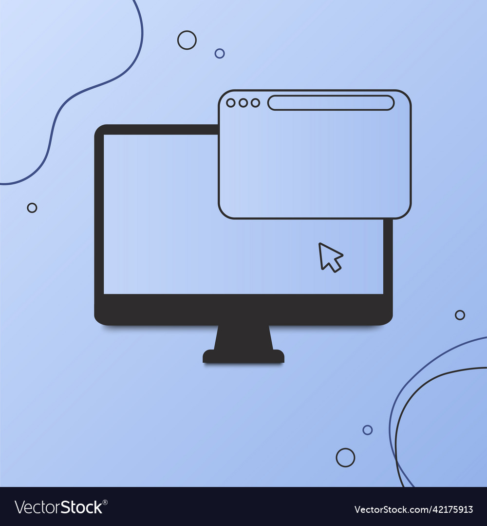 Abstract flat design computer with blank browser vector image Abstract flat design computer with blank browser