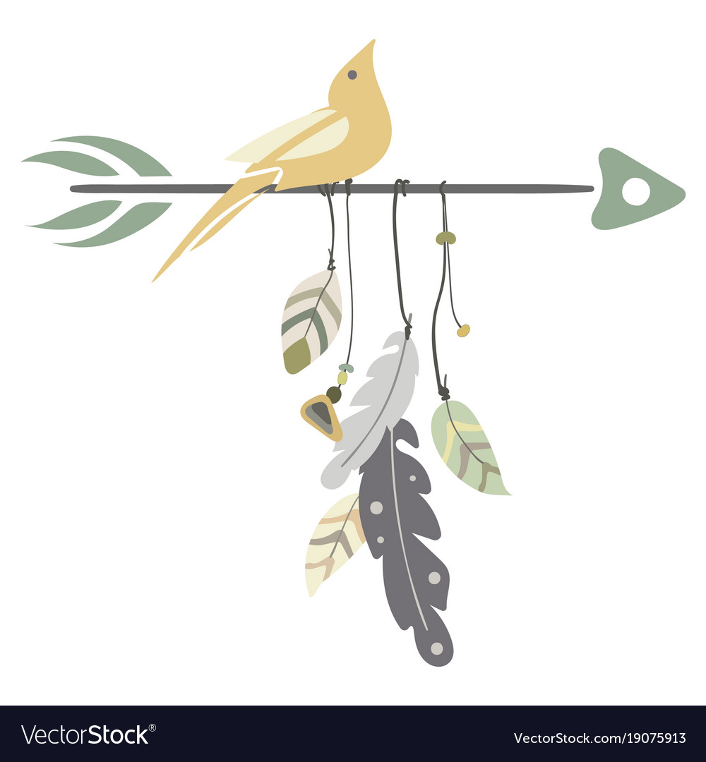 An arrow with feathers