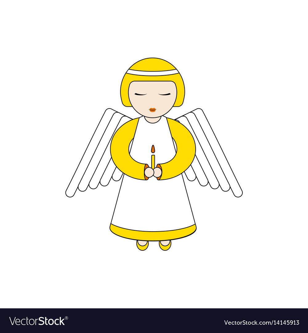 Angel character praying with a candle