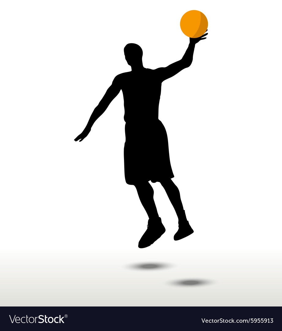 Basketball player silhouette in slam pose