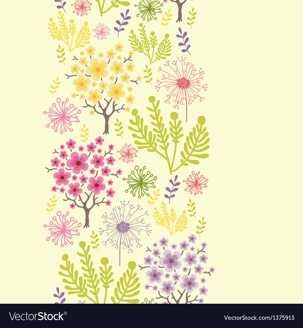 Blossoming trees vertical seamless pattern