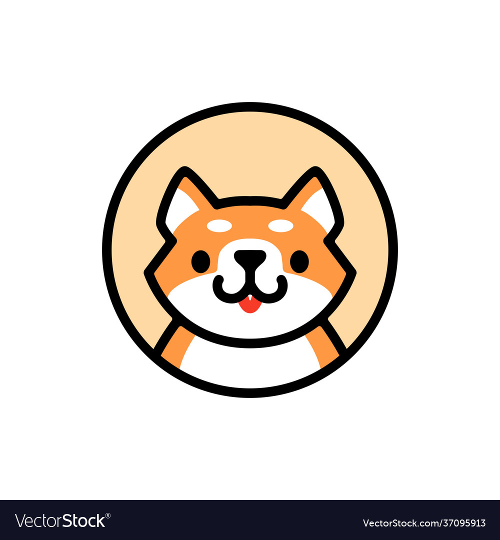 Cute shiba inu cartoon round circle emblem logo Vector Image