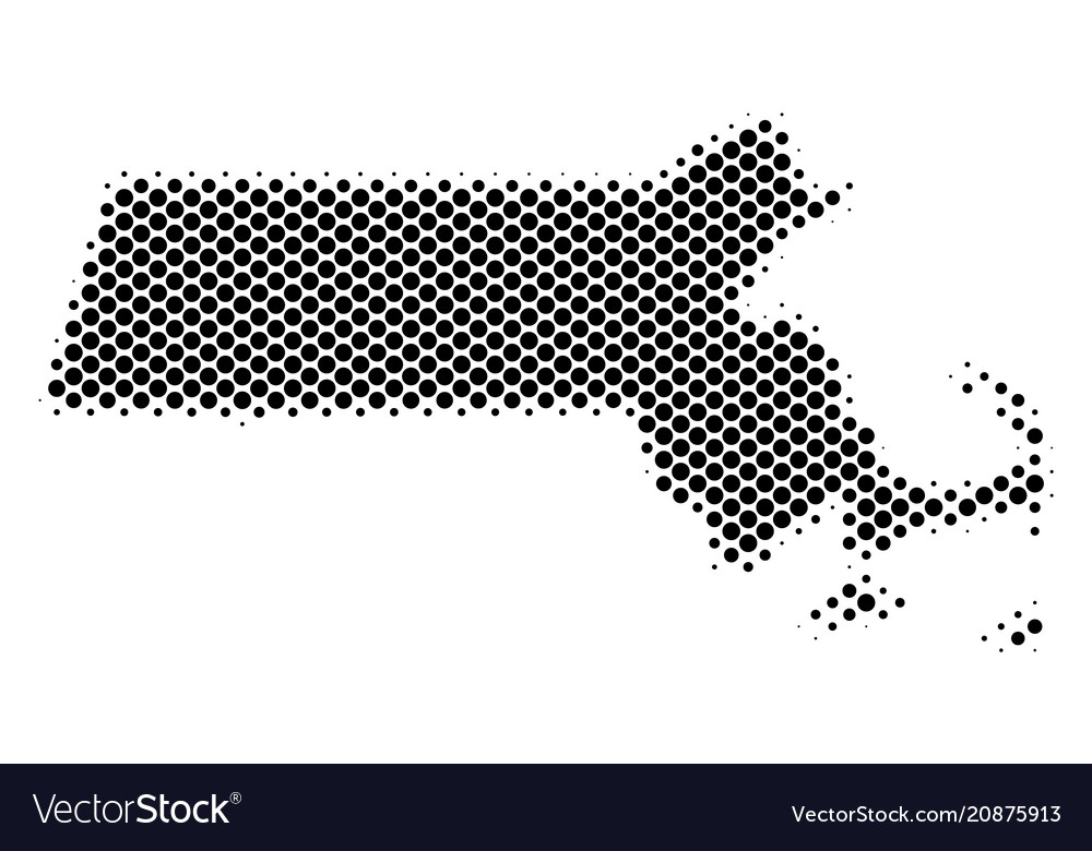 Halftone dot massachusetts state map Vector Image Halftone dot massachusetts state map