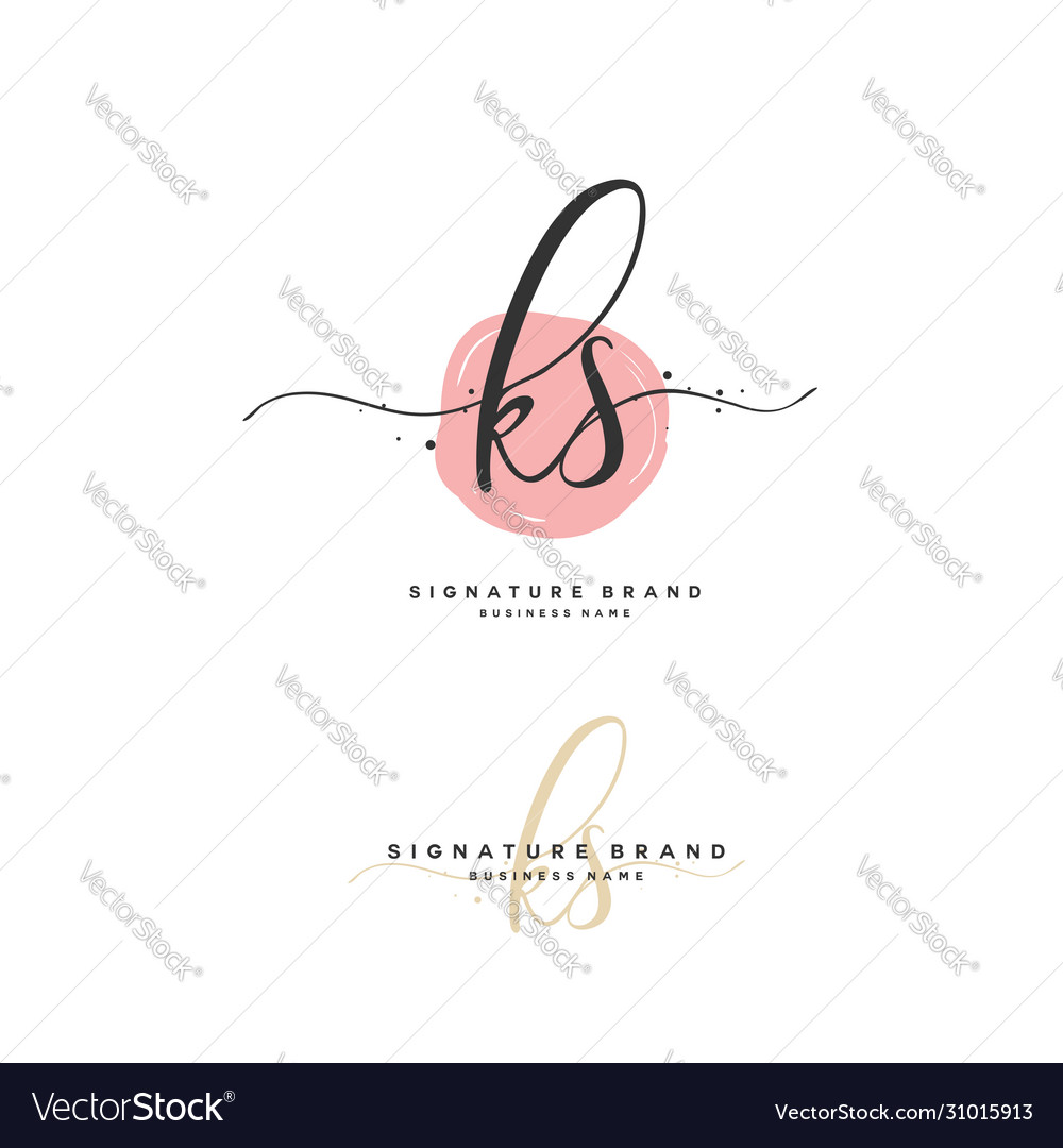 K s ks initial letter handwriting and signature Vector Image